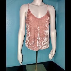 E Q • Pink Crushed Velvet Cami / size (L) NEW!